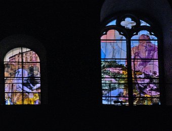 Vitraux de Gérard Colin-Thiebaut  Deux vitraux du tryptique Saint Luc