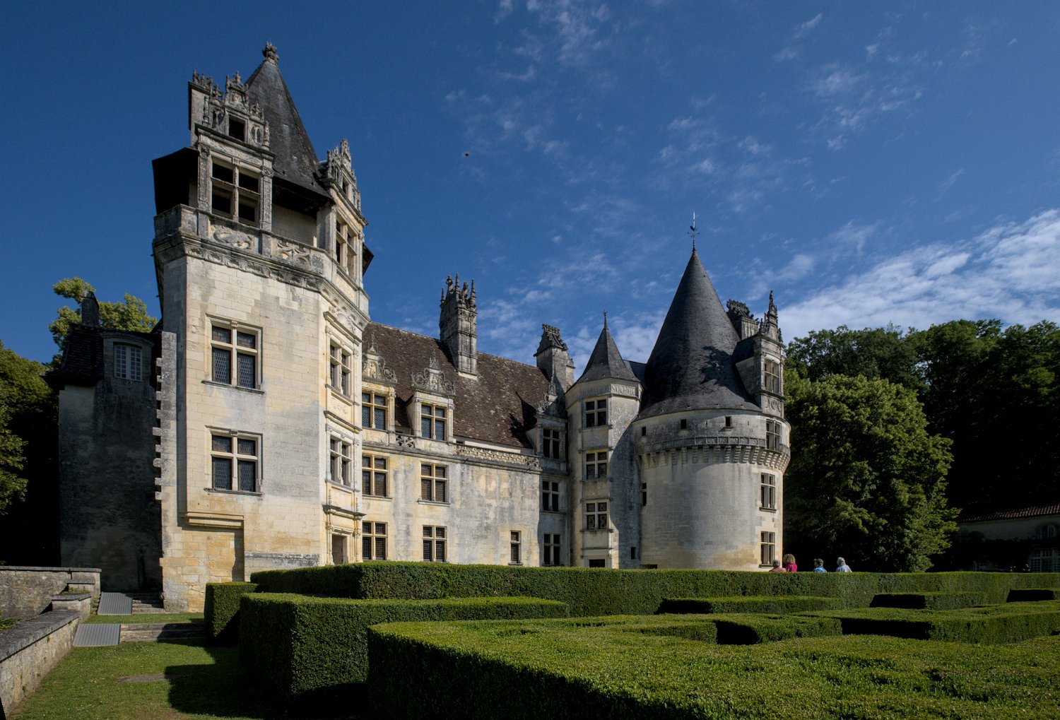 Le labyrinthe de buis devant le château